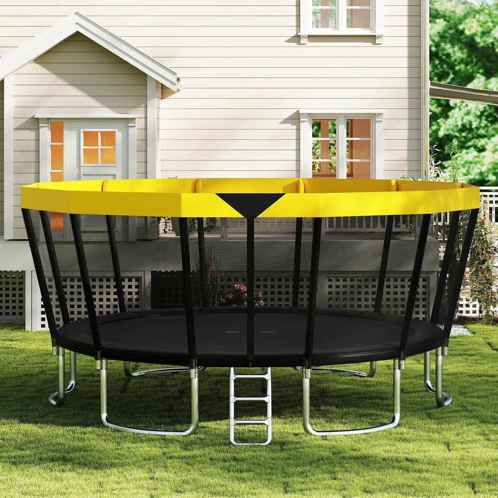ASTM Compliant Recreational Trampoline with Non-Slip Ladder-Yellow by DirectDeals