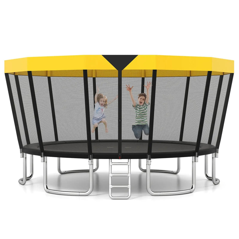 ASTM Compliant Recreational Trampoline with Non-Slip Ladder-Yellow by DirectDeals