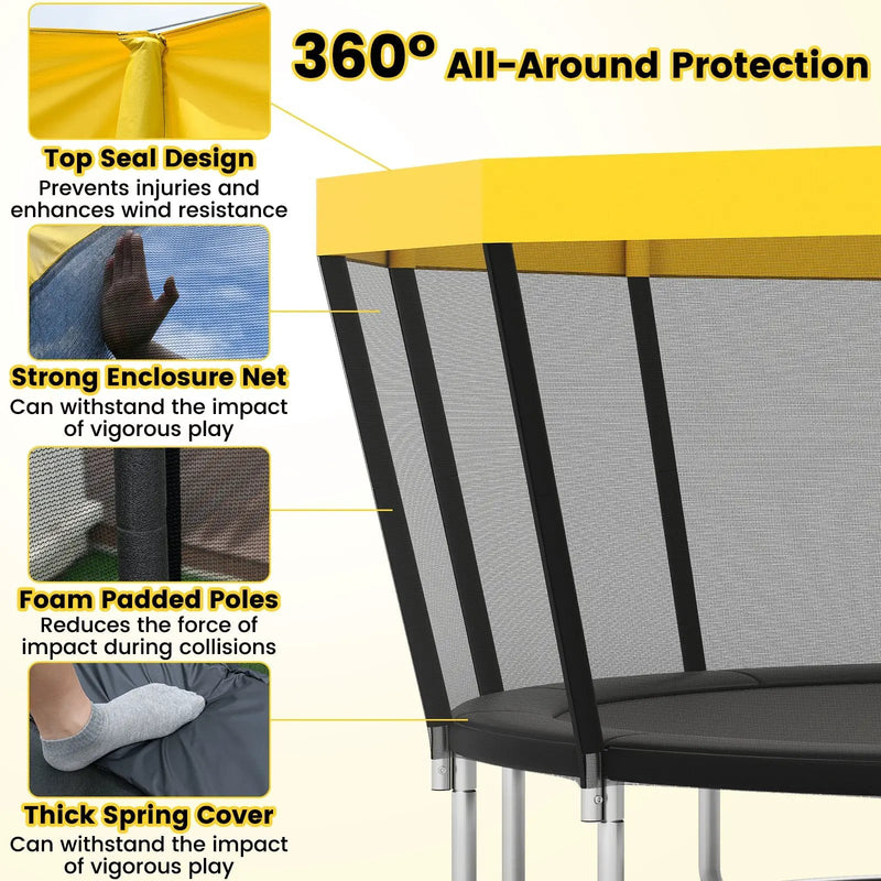 ASTM Compliant Recreational Trampoline with Non-Slip Ladder-Yellow by DirectDeals