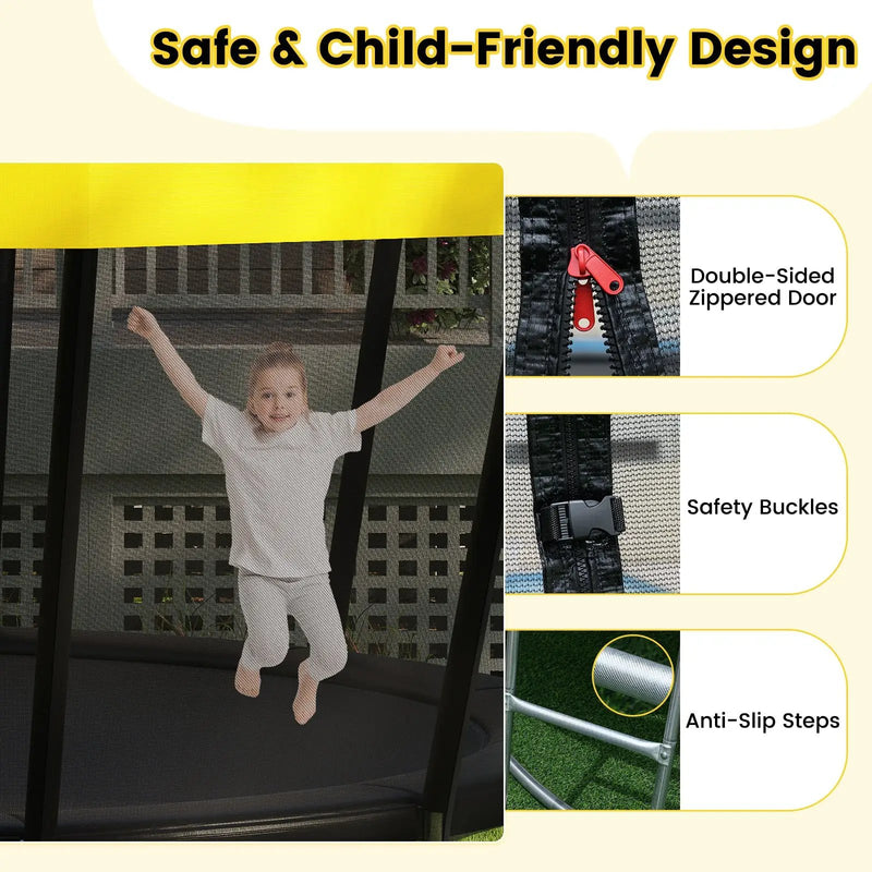 ASTM Compliant Recreational Trampoline with Non-Slip Ladder-Yellow by DirectDeals