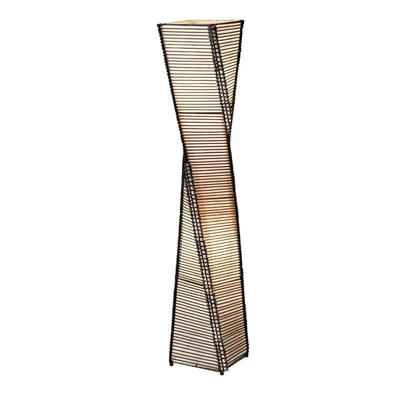 Modern Twist Sculpture Style Floor Lamp Lantern with Beige Shade by HomePacific