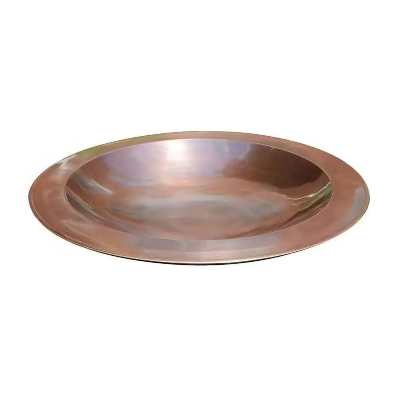 24-inch Diameter Round Copper Plated Brass Large Bird Bath Rimmed Bowl Birdbath by HomePacific