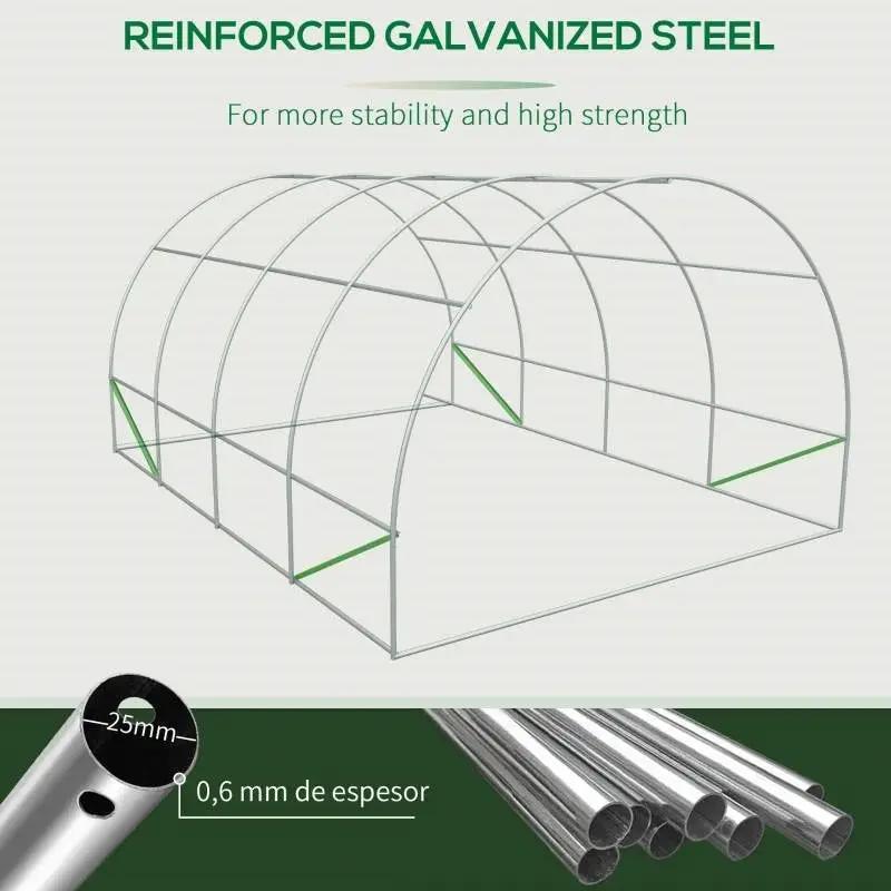 19.5 Ft x 9.8 Ft Outdoor Greenhouse w/ White PE Cover and Heavy Duty Steel Frame by HomePacific