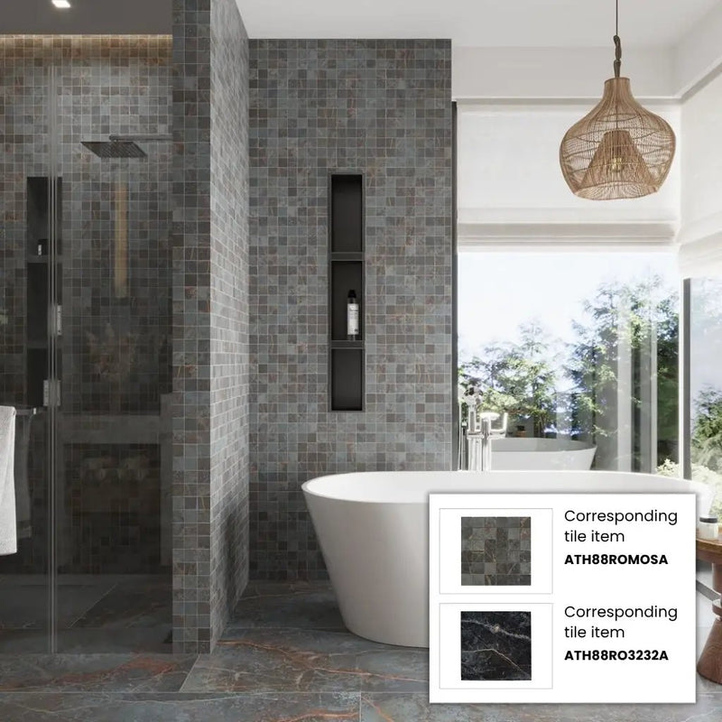 Midnight Gray with Burnt Amber 32x32 Matte Square Porcelain Large Format Tile (2 pack, 13.78 sq ft/case) by Apollo Tile