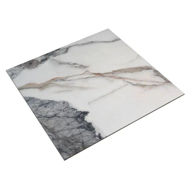 Soft White with Light Gray 32x32 Matte Square Porcelain Large Format Tile (2 pack, 13.78 sq ft/case) by Apollo Tile