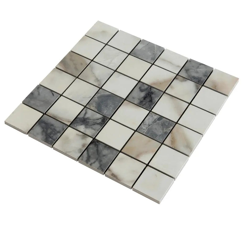 Classic White with Gray 12x12 Matte Square Porcelain Mosaic Tile (11 pack, 10.76 sq ft/case) by Apollo Tile