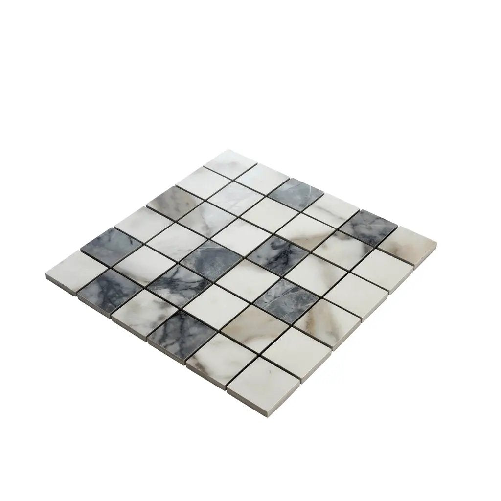 Classic White with Gray 12x12 Matte Square Porcelain Mosaic Tile (11 pack, 10.76 sq ft/case) by Apollo Tile