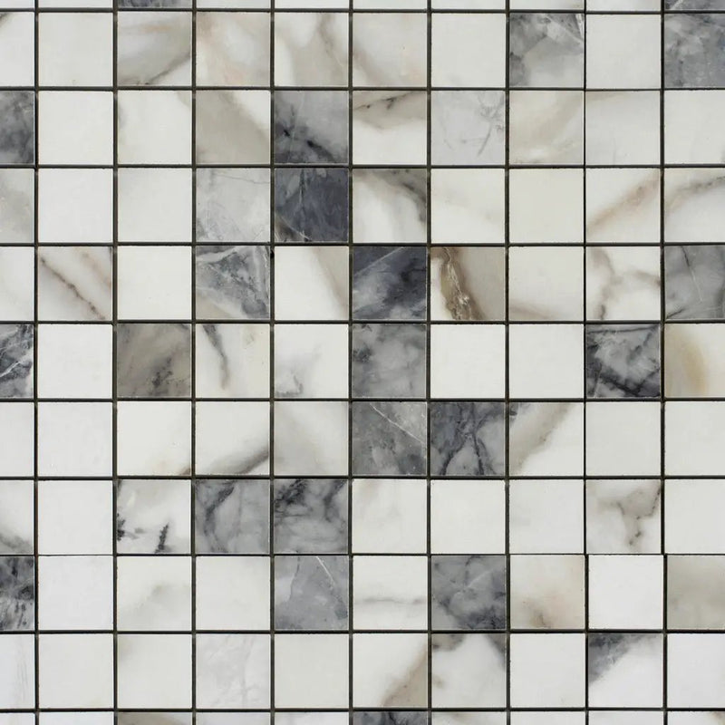 Classic White with Gray 12x12 Matte Square Porcelain Mosaic Tile (11 pack, 10.76 sq ft/case) by Apollo Tile