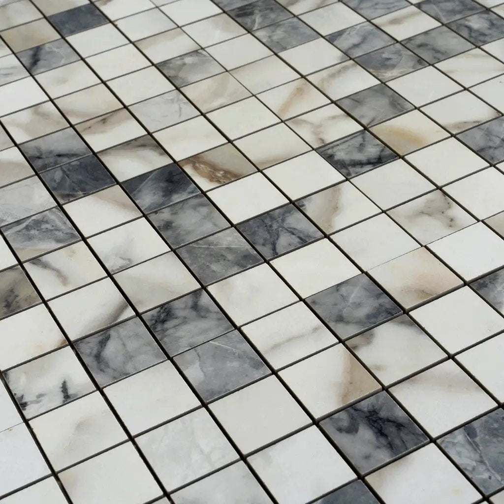 Classic White with Gray 12x12 Matte Square Porcelain Mosaic Tile (11 pack, 10.76 sq ft/case) by Apollo Tile