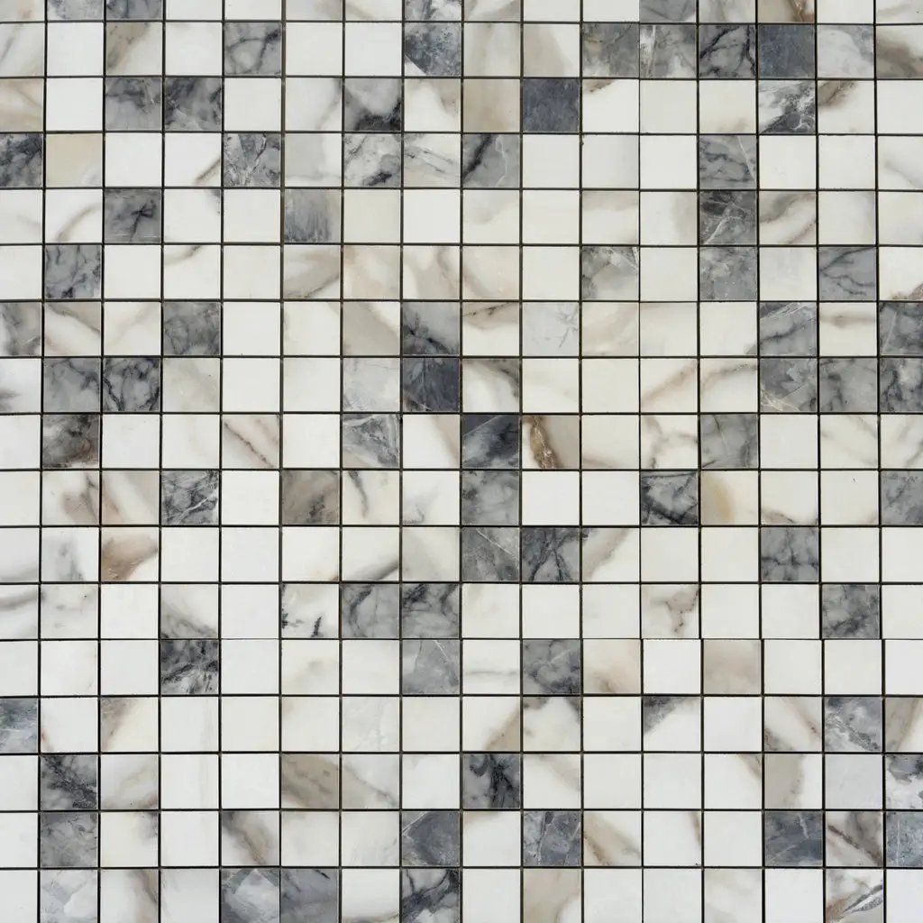 Classic White with Gray 12x12 Matte Square Porcelain Mosaic Tile (11 pack, 10.76 sq ft/case) by Apollo Tile