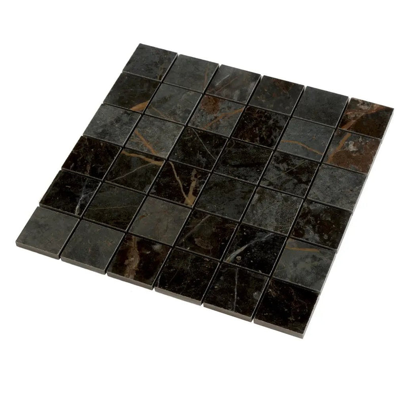 Dark Gray Blue Orange Vein 12x12 Matte Square Porcelain Mosaic Tile (11 pack, 10.76 sq ft/case) by Apollo Tile