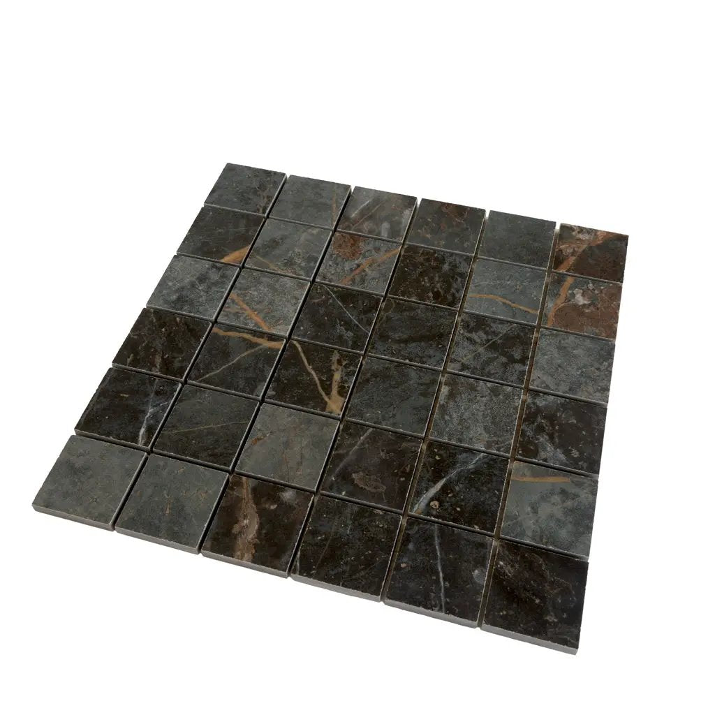 Dark Gray Blue Orange Vein 12x12 Matte Square Porcelain Mosaic Tile (11 pack, 10.76 sq ft/case) by Apollo Tile