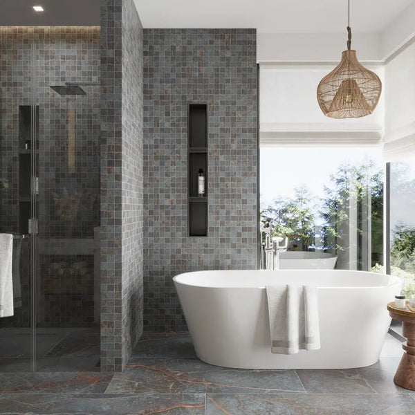 Charcoal Gray with Fiery Copper 24x48 Matte Porcelain Large Format Tile (2 pack, 15.5 sq ft/case)