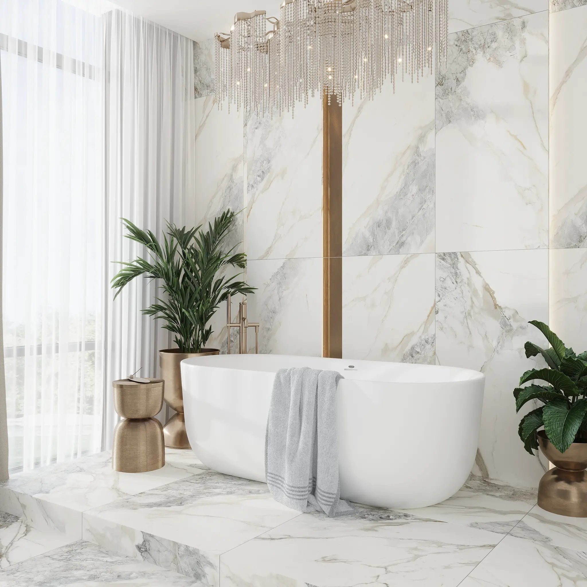 Soft White with Light Gray 24x48 Matte Porcelain Large Format Tile (2 pack, 15.5 sq ft/case) by Apollo Tile