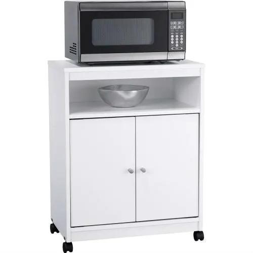 White Utility Cart / Kitchen Microwave Cart with Casters by HomePacific