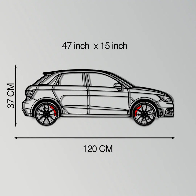 Audi A1 Metal Car Wall Art with Rotating Wheels - Handmade Car Silhouette Decor - Automotive Wall Art for Petrolheads-KAFMEKA094 by Enova Art