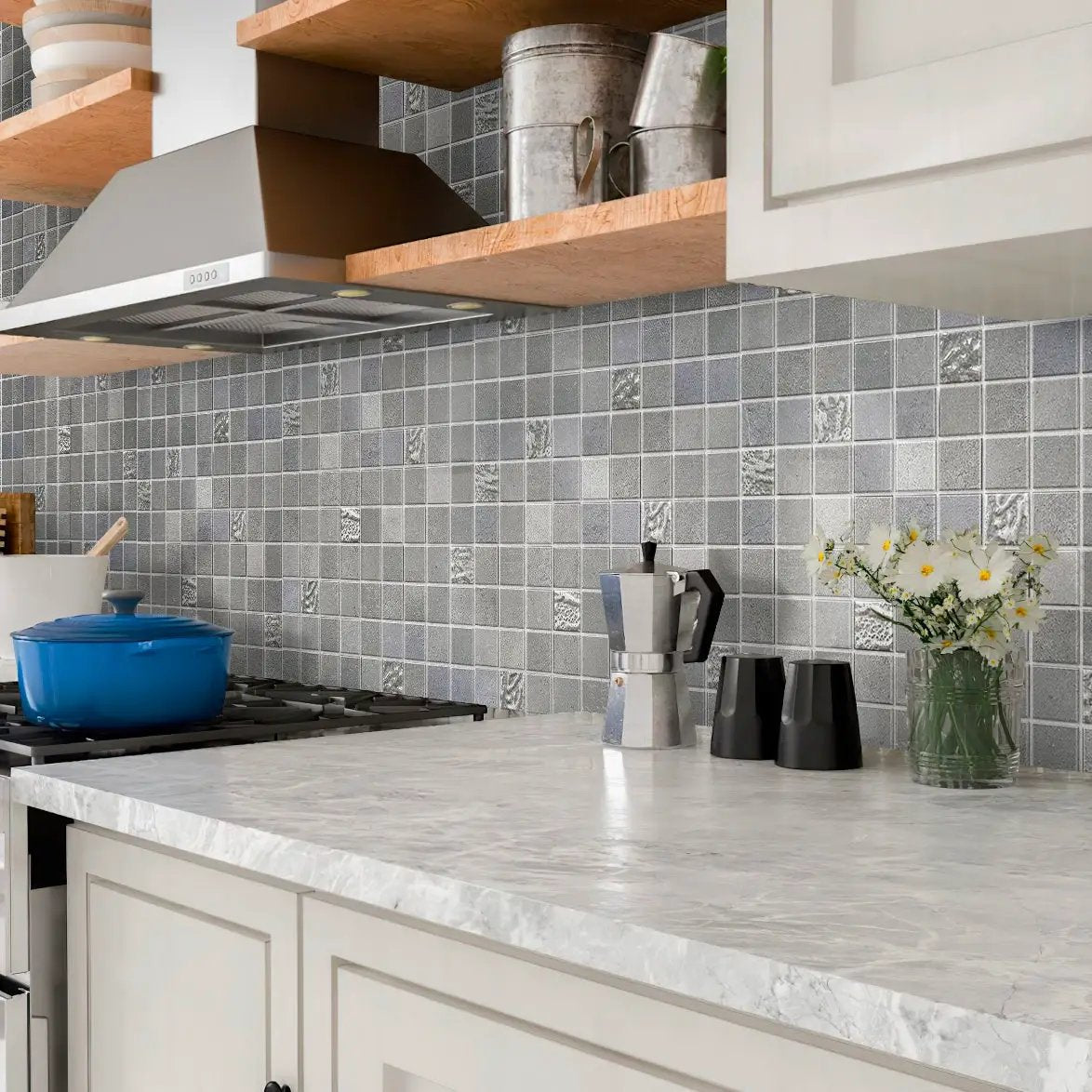Gray 12x12 Matte Field Ceramic Mosaic Tile (10 pack, 10.68 sq ft/case) by Apollo Tile