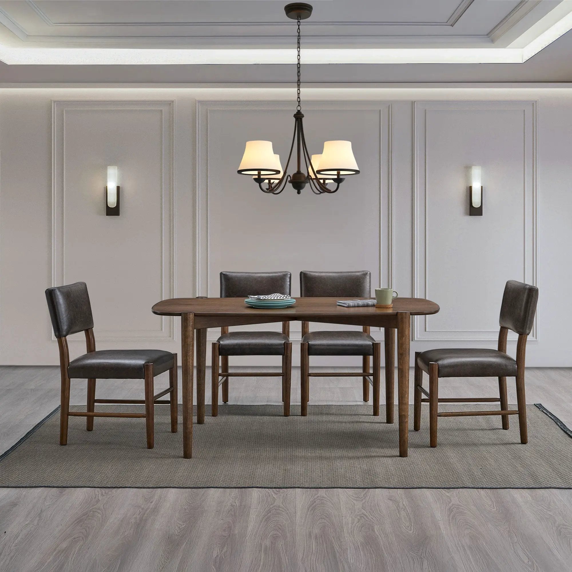 ACTU 58” Mid-Century Modern Dining Table Set for Small Spaces (Seats 4–6) by ACTU FURNITURE
