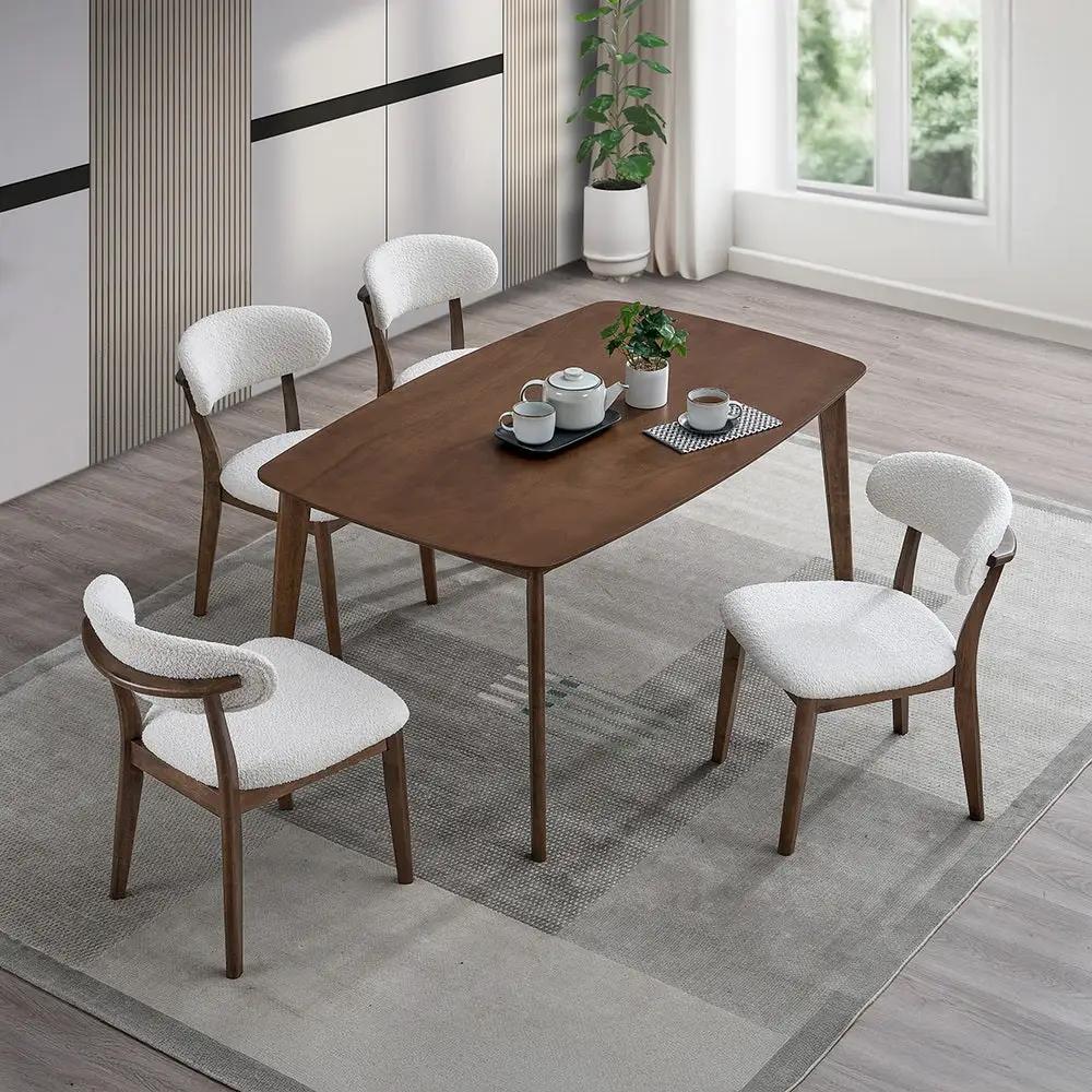 ACTU Scandinavian Dining Table Set with Upholstered Chairs for Small Spaces (Seats 4–6) by ACTU FURNITURE