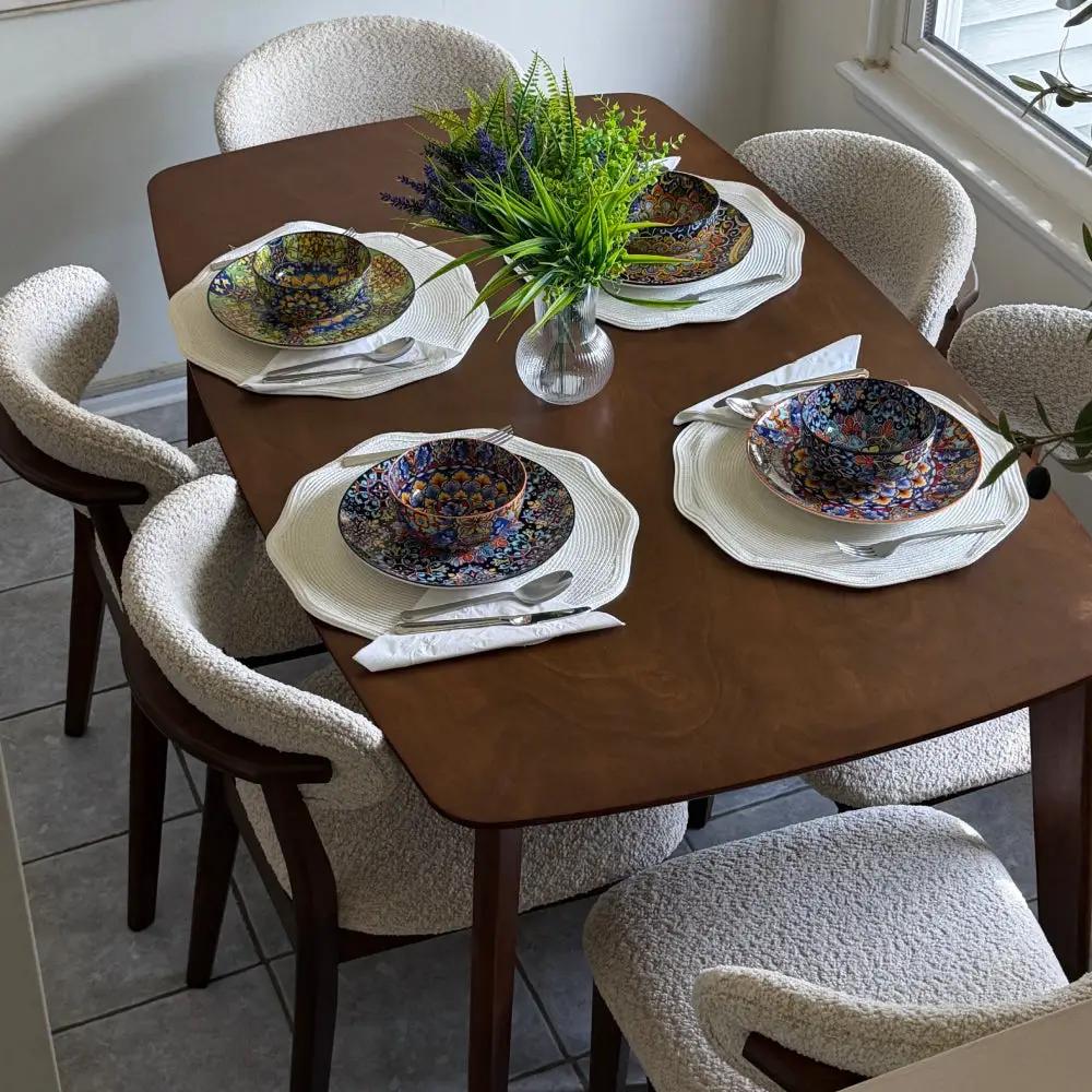 ACTU Scandinavian Dining Table Set with Upholstered Chairs for Small Spaces (Seats 4–6) by ACTU FURNITURE