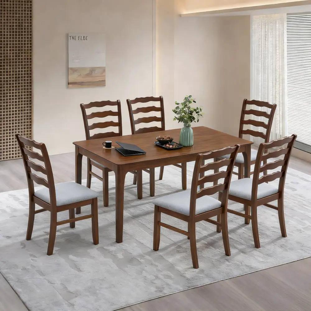 ACTU Farmhouse Dining Table Set with Upholstered Chairs for 4–6 by ACTU FURNITURE