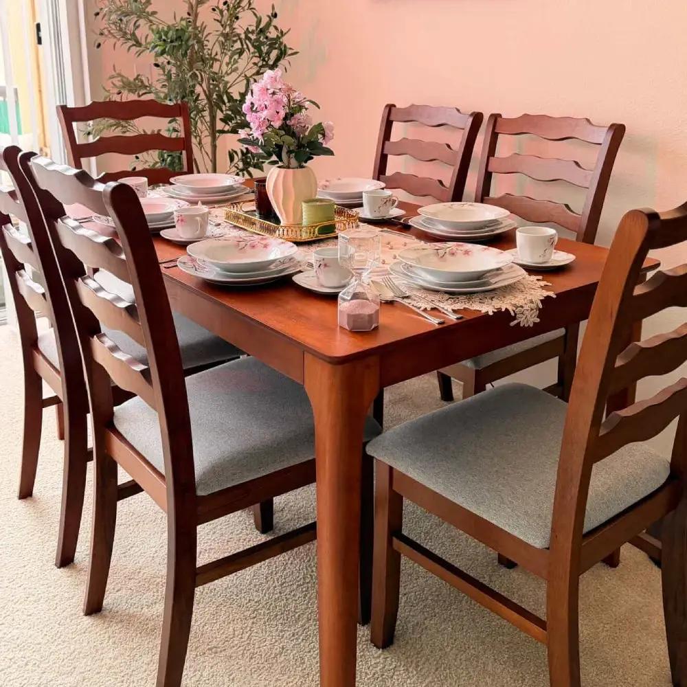 ACTU Farmhouse Dining Table Set with Upholstered Chairs for 4–6 by ACTU FURNITURE