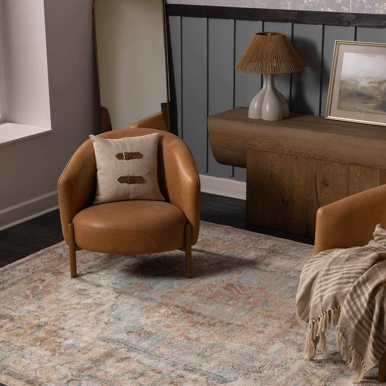 Vaeda Blue & Beige Thick Luxe Rug by Boutique Rugs
