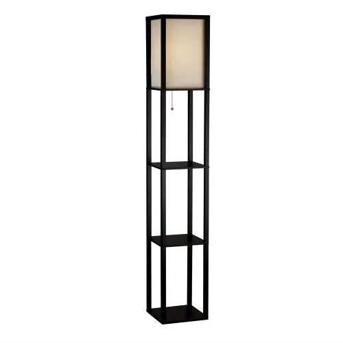 63-inch Black Modern Floor Lamp with Silk Shade by HomePacific