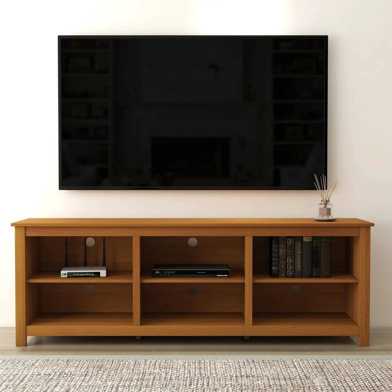 Farmhouse TV Stand in Amber Brown Wood Finish - for TVs up to 70-inch by HomePacific