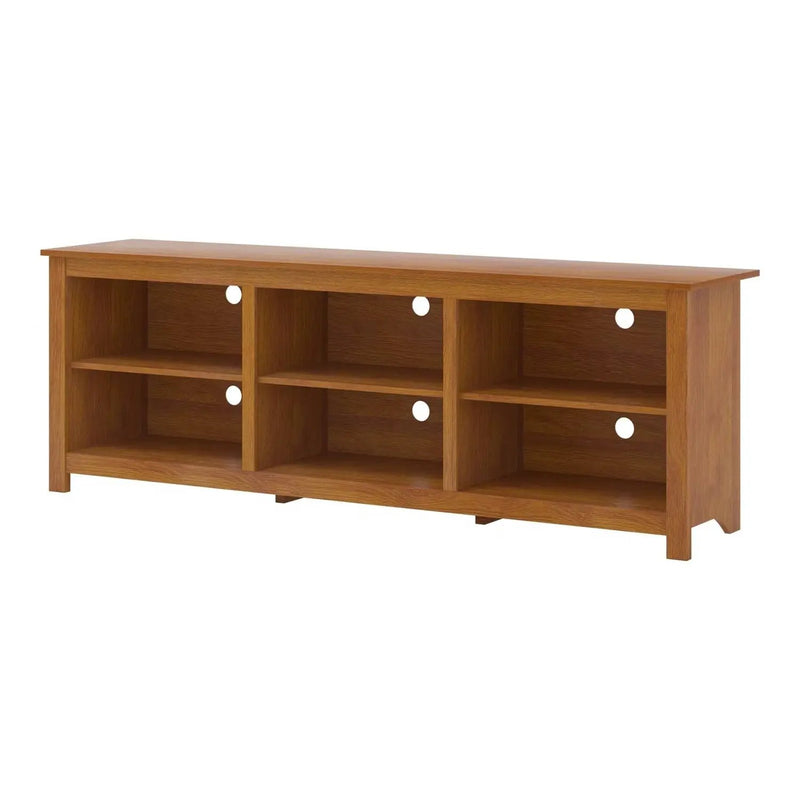 Farmhouse TV Stand in Amber Brown Wood Finish - for TVs up to 70-inch by HomePacific