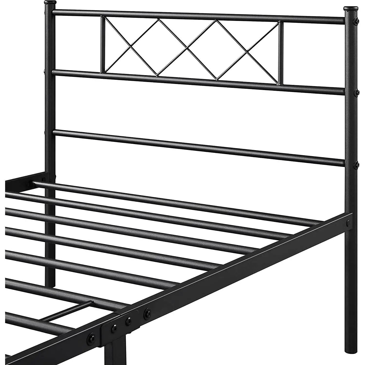 Twin Size Traditional Powder Coated Slatted Metal Platform Bed by HomePacific