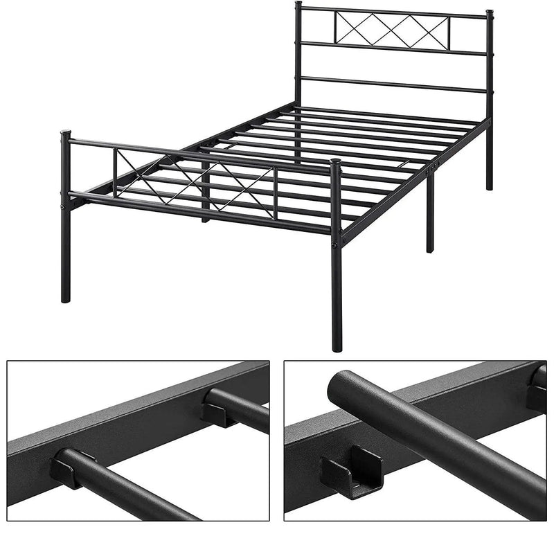 Twin Size Traditional Powder Coated Slatted Metal Platform Bed by HomePacific
