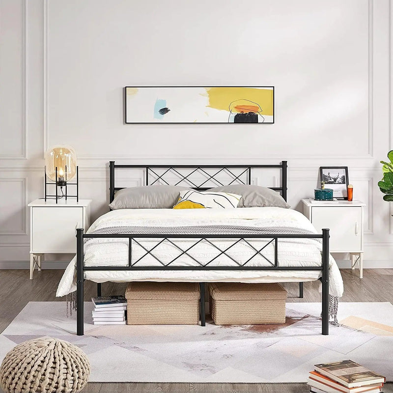 Full Size Traditional Powder Coated Slatted Metal Platform Bed by HomePacific