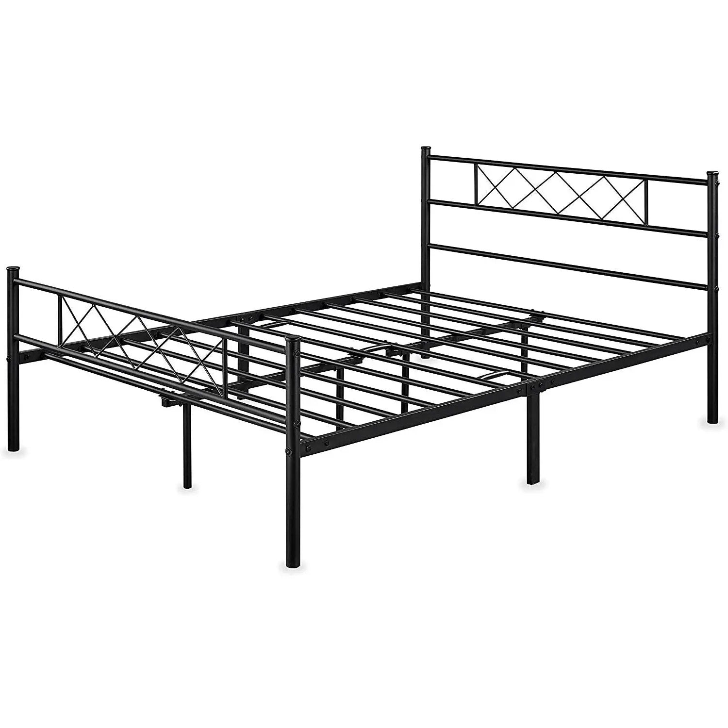 Queen Size Traditional Powder Coated Slatted Metal Platform Bed by HomePacific