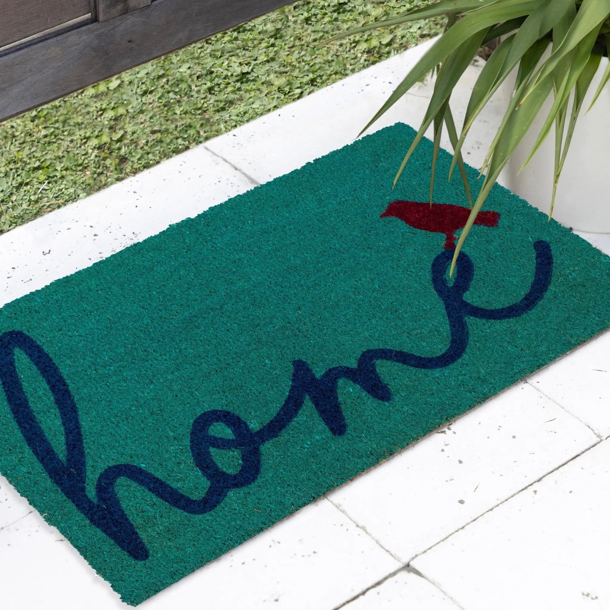 A Bird Perched on Home Coir Doormat by Fab Habitat