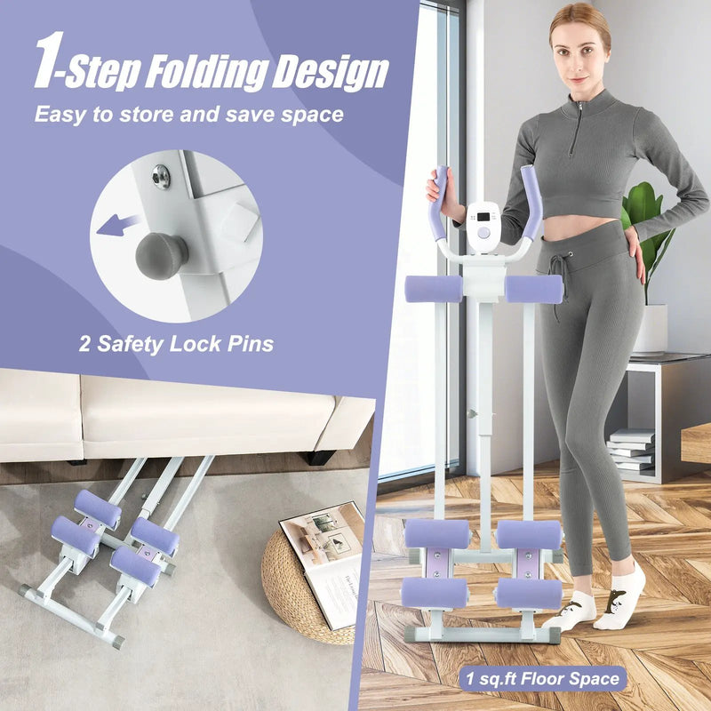 Ab Machine with LCD Monitor and 4 Adjustable Heights-Purple by DirectDeals
