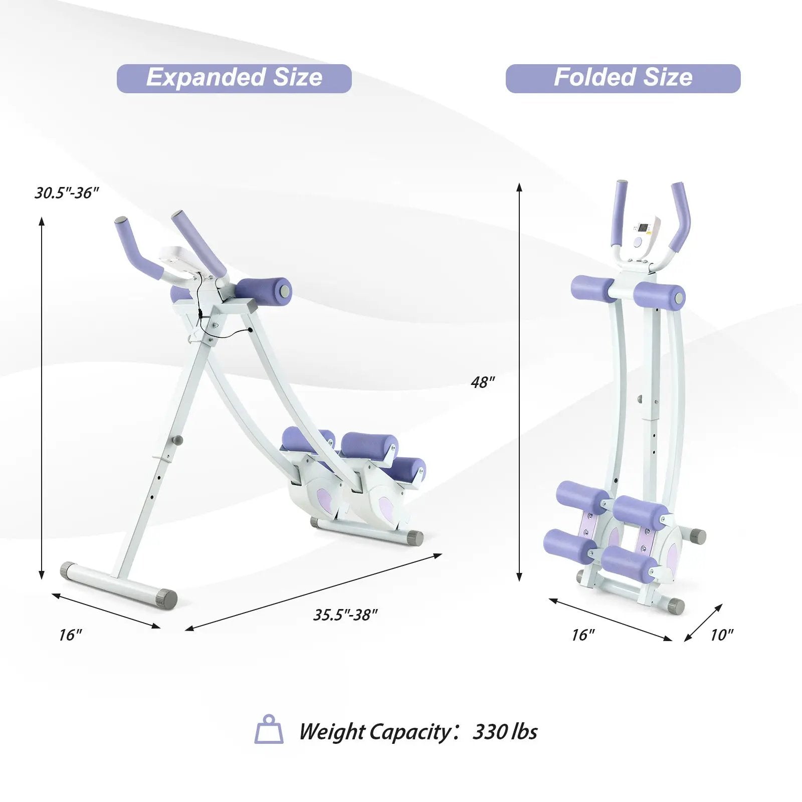 Ab Machine with LCD Monitor and 4 Adjustable Heights-Purple by DirectDeals