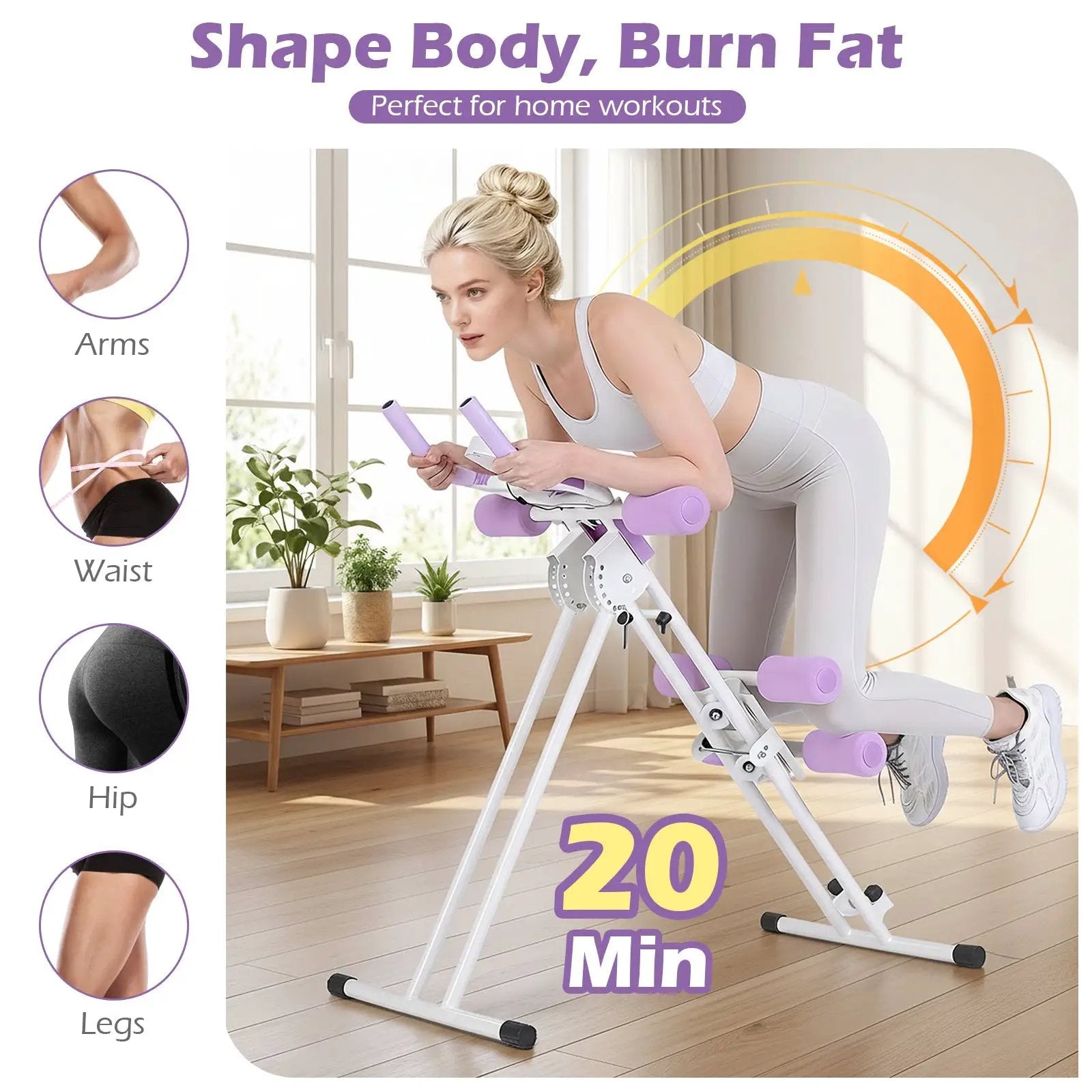Ab Workout Equipment Foldable Abdominal Trainer Adjustable Ab Machine by DirectDeals