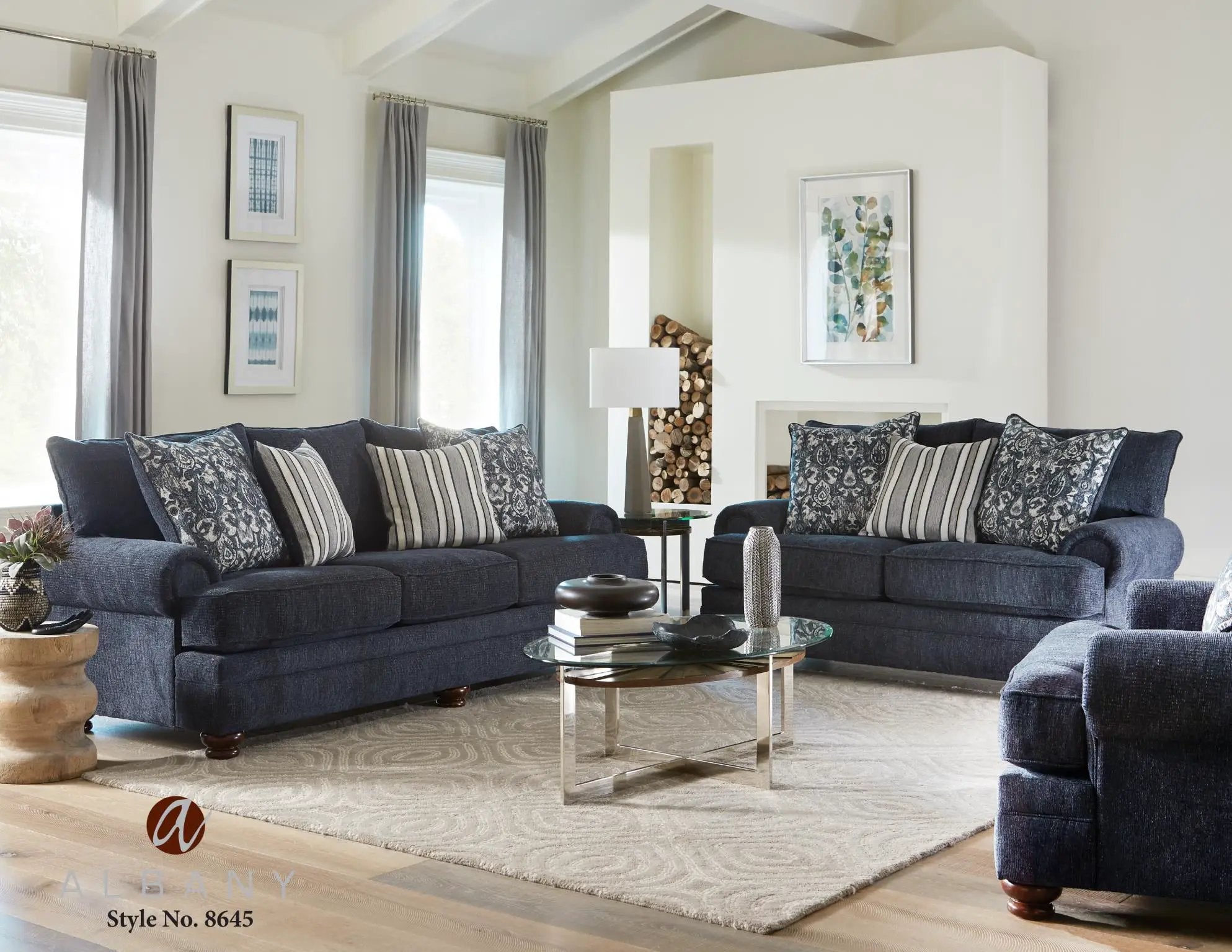 Abbott - Indeigo Blue - 2pc Sofa & Love seat Collection by Unique Piece Furniture