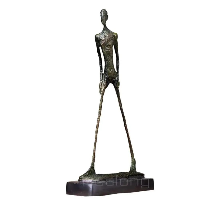 Abstract Walking Man Sculpture Modern Textured Metal Figurine by House Of Avana