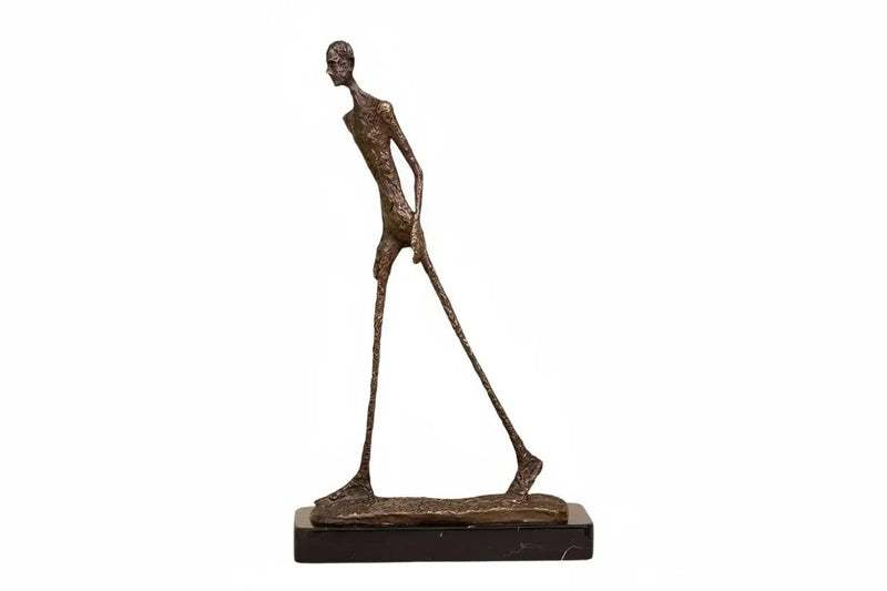 Abstract Walking Man Sculpture Modern Textured Metal Figurine, photo 8 of 11