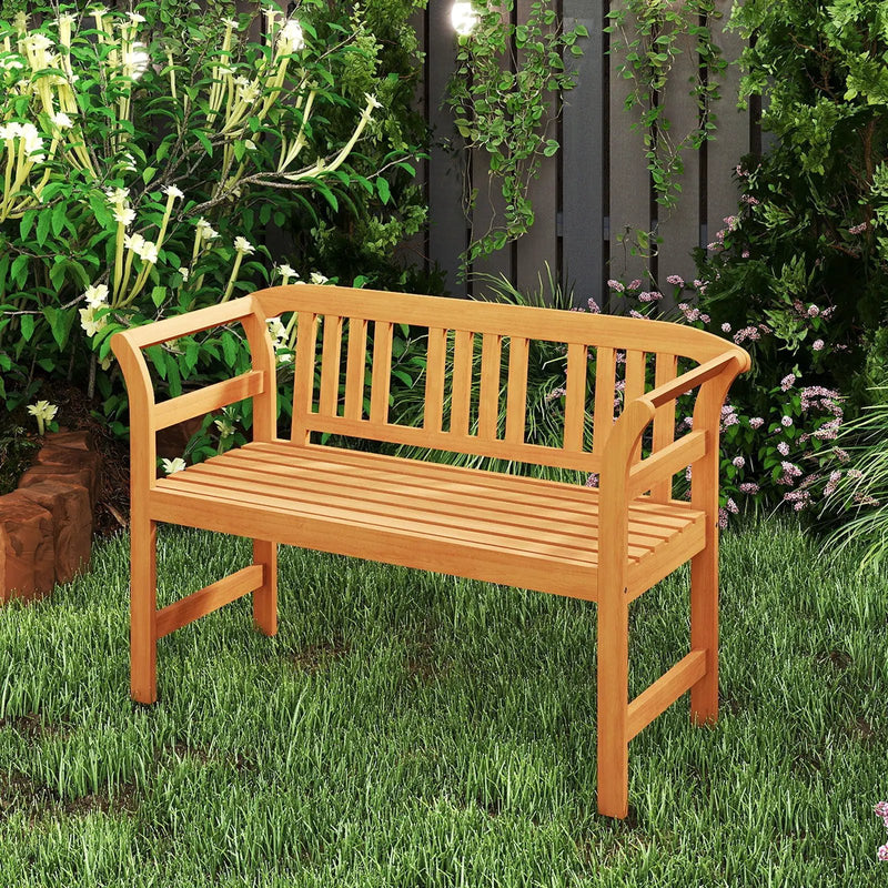 Acacia Wood 2-Person Patio Loveseat with Backrest and Armrests by DirectDeals