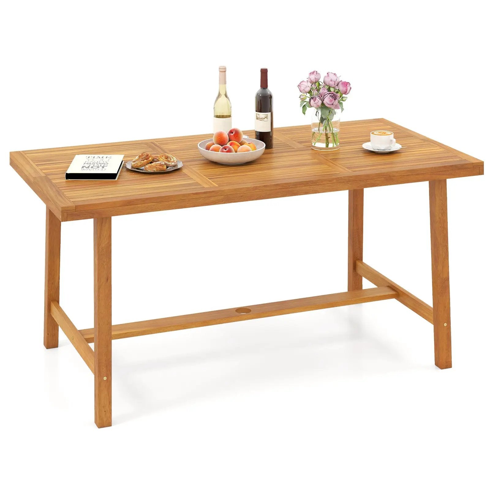 Acacia Wood Dining Table for 6 People Heavy-Duty Indoor Outdoor by DirectDeals