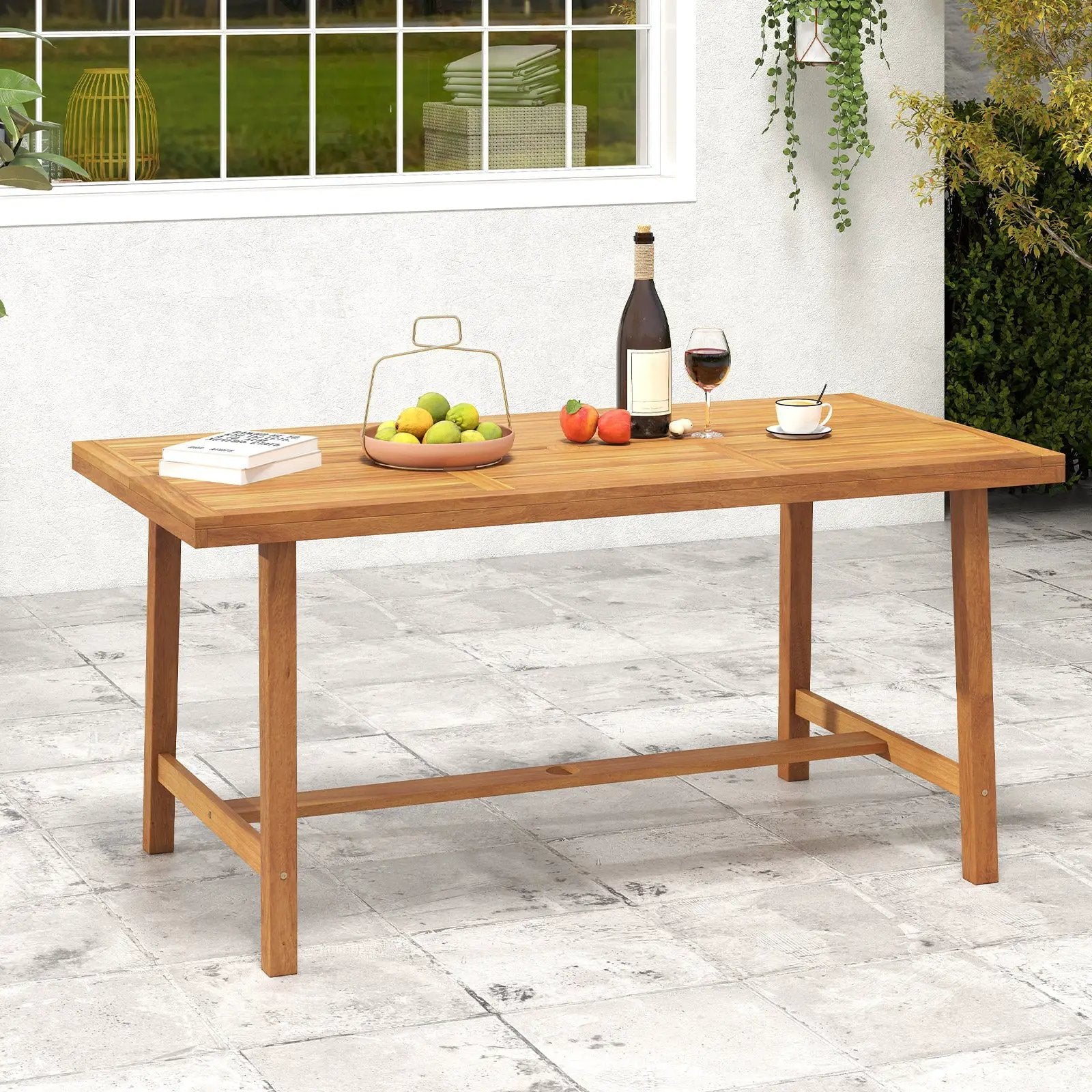 Acacia Wood Dining Table for 6 People Heavy-Duty Indoor Outdoor by DirectDeals