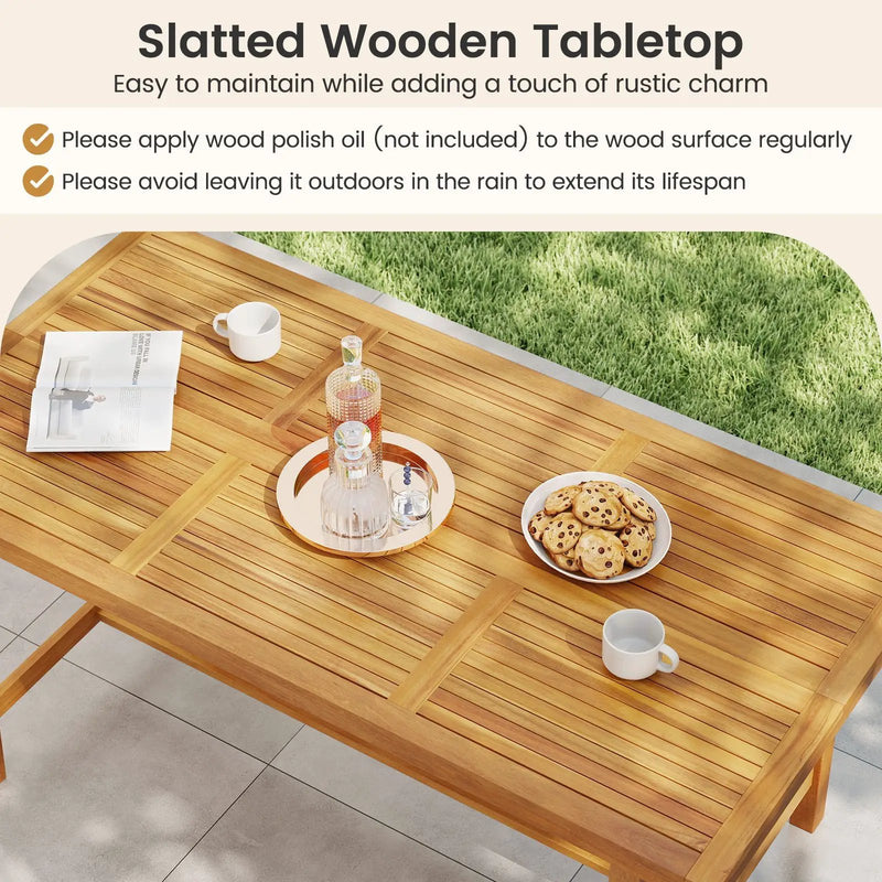 Acacia Wood Dining Table for 6 People Heavy-Duty Indoor Outdoor by DirectDeals