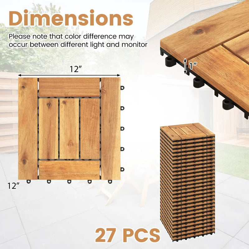Acacia Wood Interlocking Deck Tiles 12x12 Inch by DirectDeals