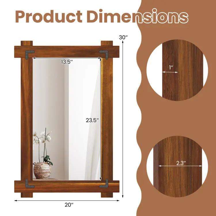 Acacia Wood Mirror & Electric Fireplace TV Stand Set - Rustic Vintage Home Heating Bundle by DirectDeals