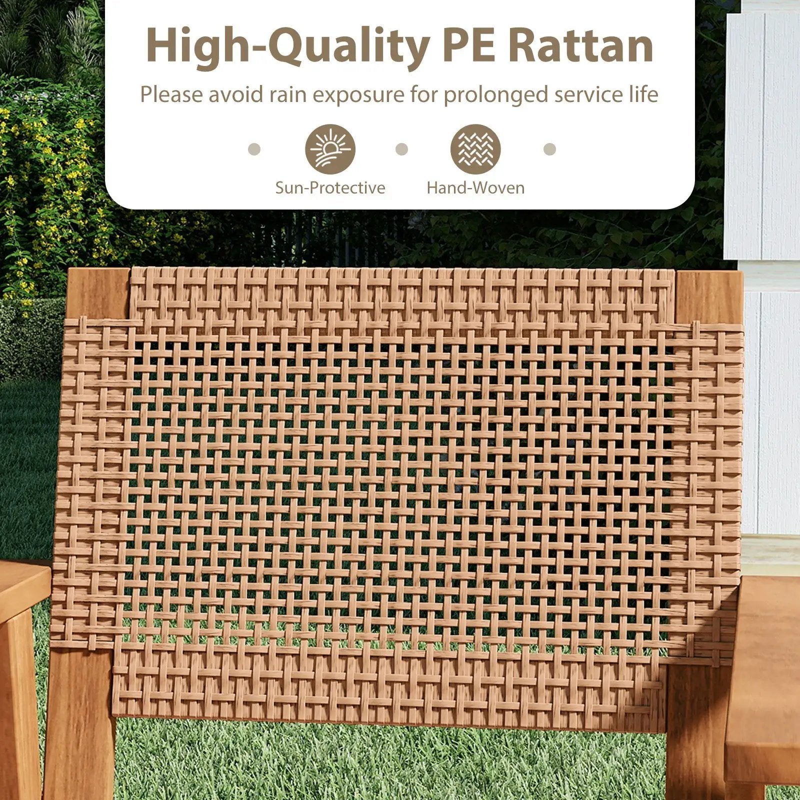 Acacia Wood Outdoor Dining Chairs Set of 2 PE Rattan Patio Chairs with Backrests and Armrests by DirectDeals