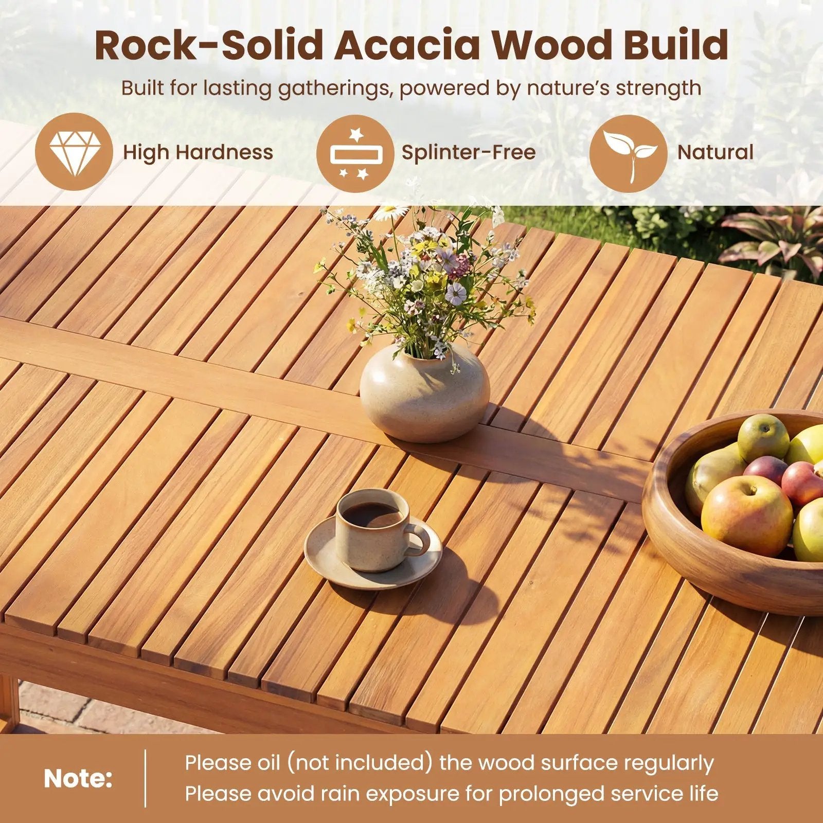 Acacia Wood Outdoor Garden Bench Set of 1/2 with Slatted Seat for Front Porch by DirectDeals