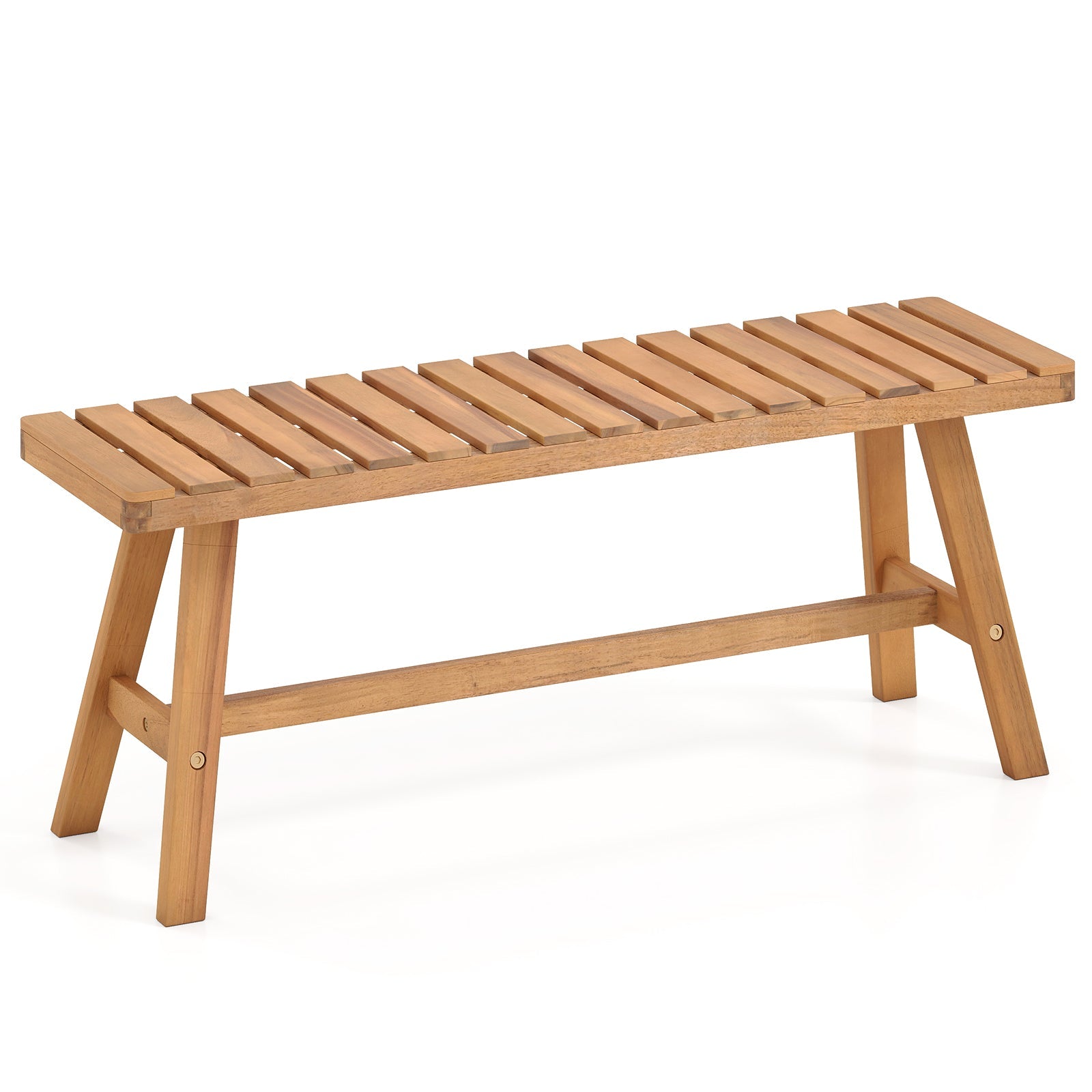 Acacia Wood Outdoor Garden Bench Set of 1/2 with Slatted Seat and 800 lbs Capacity by DirectDeals